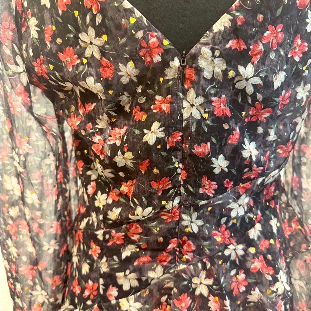 ASTR The Label Black Floral Chiffon Midi Dress – Size M - Picture 5 of 5